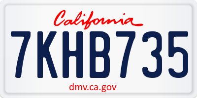 CA license plate 7KHB735