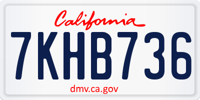 CA license plate 7KHB736