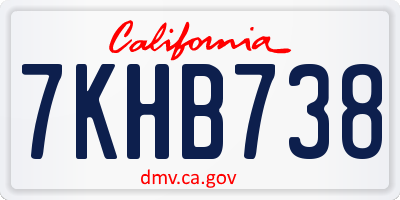 CA license plate 7KHB738