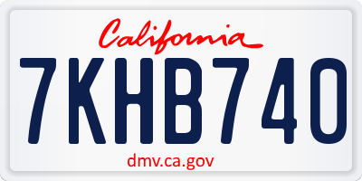 CA license plate 7KHB740