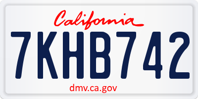 CA license plate 7KHB742