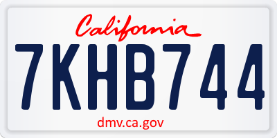 CA license plate 7KHB744