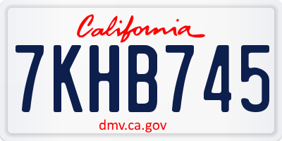 CA license plate 7KHB745