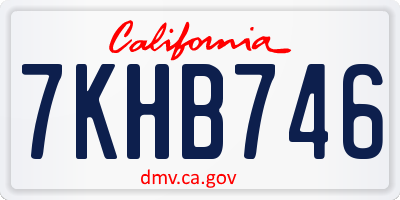 CA license plate 7KHB746