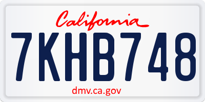 CA license plate 7KHB748