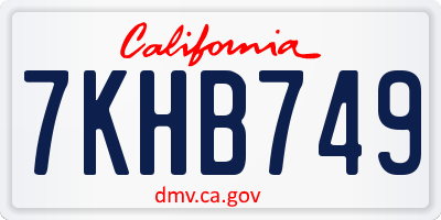CA license plate 7KHB749