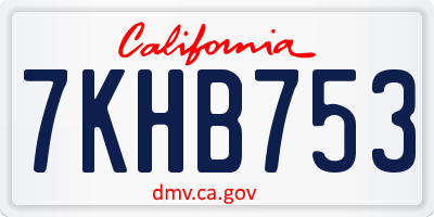 CA license plate 7KHB753