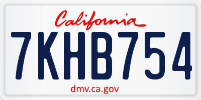 CA license plate 7KHB754