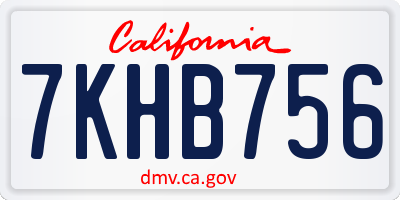 CA license plate 7KHB756