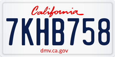 CA license plate 7KHB758
