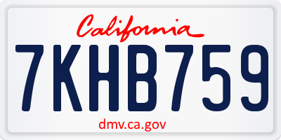 CA license plate 7KHB759