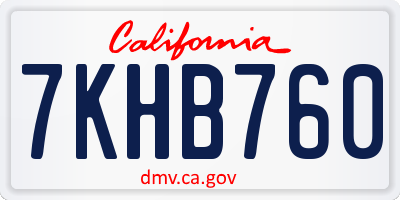 CA license plate 7KHB760