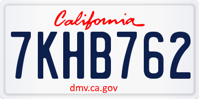 CA license plate 7KHB762