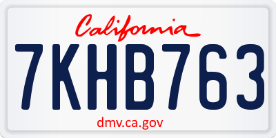 CA license plate 7KHB763