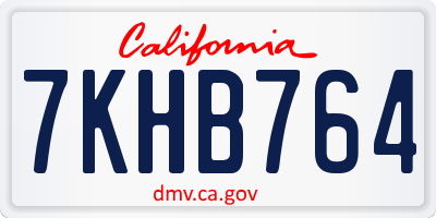 CA license plate 7KHB764