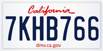 CA license plate 7KHB766