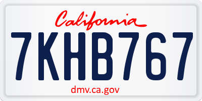 CA license plate 7KHB767