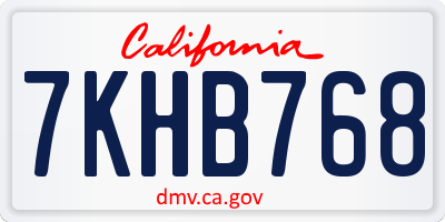 CA license plate 7KHB768