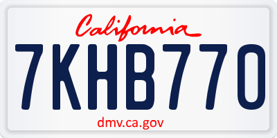 CA license plate 7KHB770
