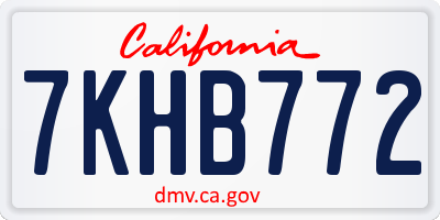 CA license plate 7KHB772