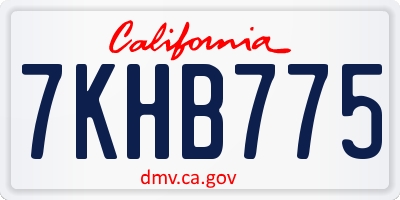 CA license plate 7KHB775