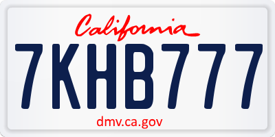 CA license plate 7KHB777