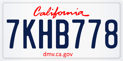 CA license plate 7KHB778