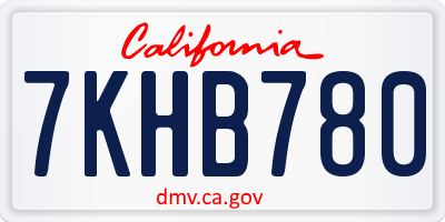 CA license plate 7KHB780