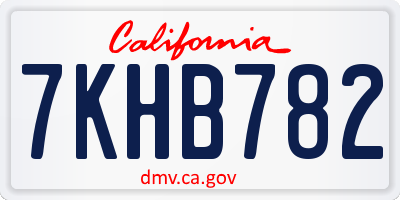 CA license plate 7KHB782