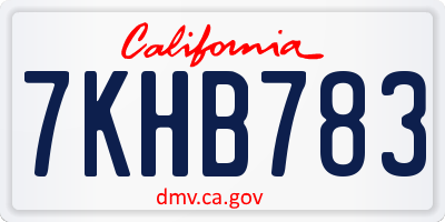 CA license plate 7KHB783
