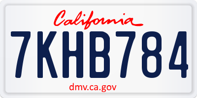 CA license plate 7KHB784