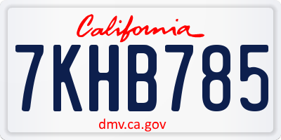 CA license plate 7KHB785