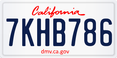 CA license plate 7KHB786