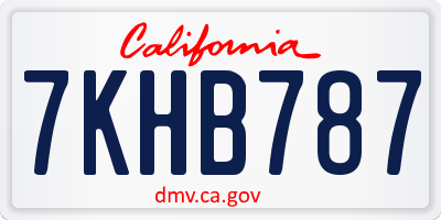 CA license plate 7KHB787