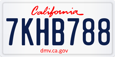 CA license plate 7KHB788