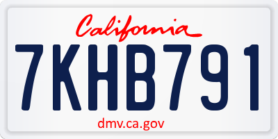 CA license plate 7KHB791