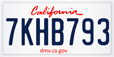 CA license plate 7KHB793