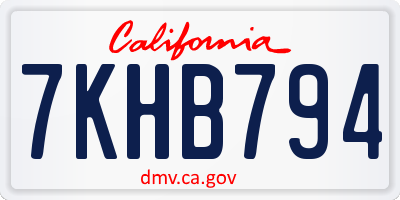 CA license plate 7KHB794