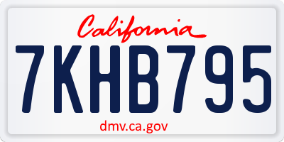 CA license plate 7KHB795