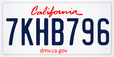 CA license plate 7KHB796