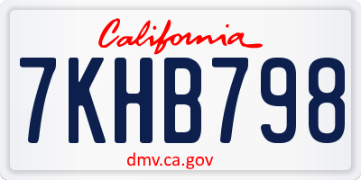 CA license plate 7KHB798