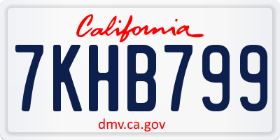 CA license plate 7KHB799