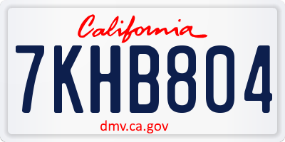 CA license plate 7KHB804