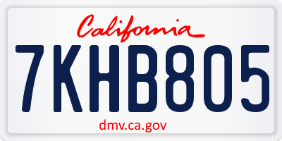 CA license plate 7KHB805