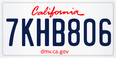 CA license plate 7KHB806
