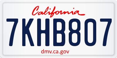 CA license plate 7KHB807