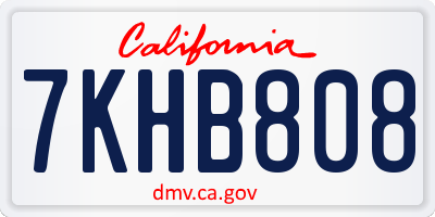 CA license plate 7KHB808