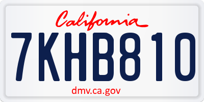 CA license plate 7KHB810