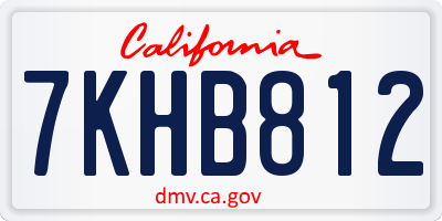 CA license plate 7KHB812