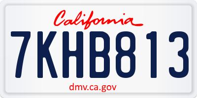 CA license plate 7KHB813